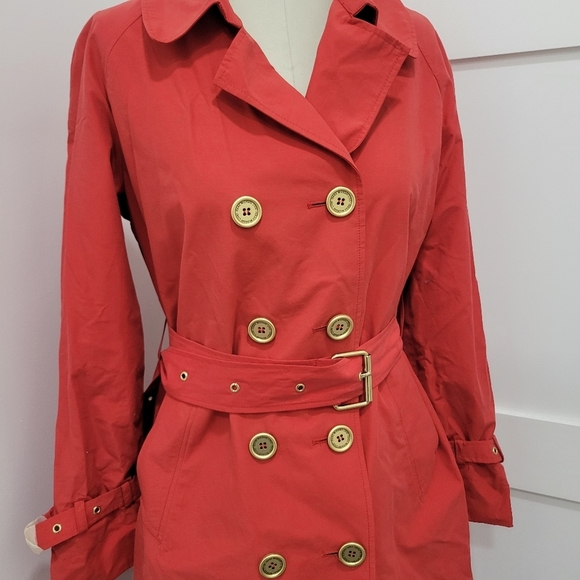 NWOT Isaac Mizrahi Live Red Rain Coat Size XS - Picture 2 of 15
